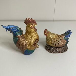 Rucinni Rooster & Hen jeweled Swarovski Crystals Trinket Box